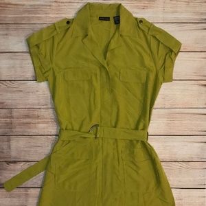 New York & Company Zip-up Belted Dress - Large